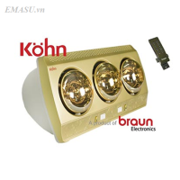 Tổng kho phân phối đèn sưởi nhà tắm Braun Kohn KP03G chính hãng giá rẻ nhất thị trường